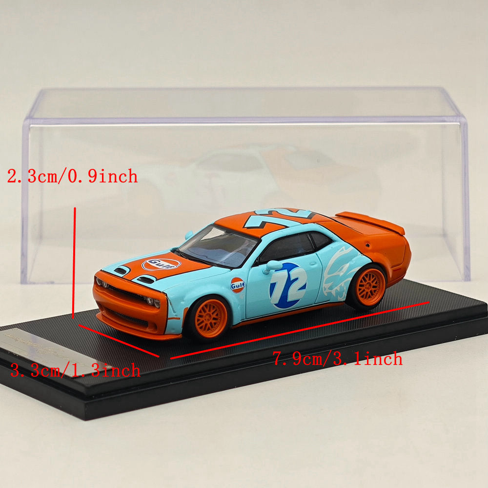 1:64 Scale Dodge SRT Hellcat Muscle Car Diecast Model - Gulf Livery Collectible Toy for Display & Racing Enthusiasts | Perfect for Car Collections, Office Decor & Kids Playtime
