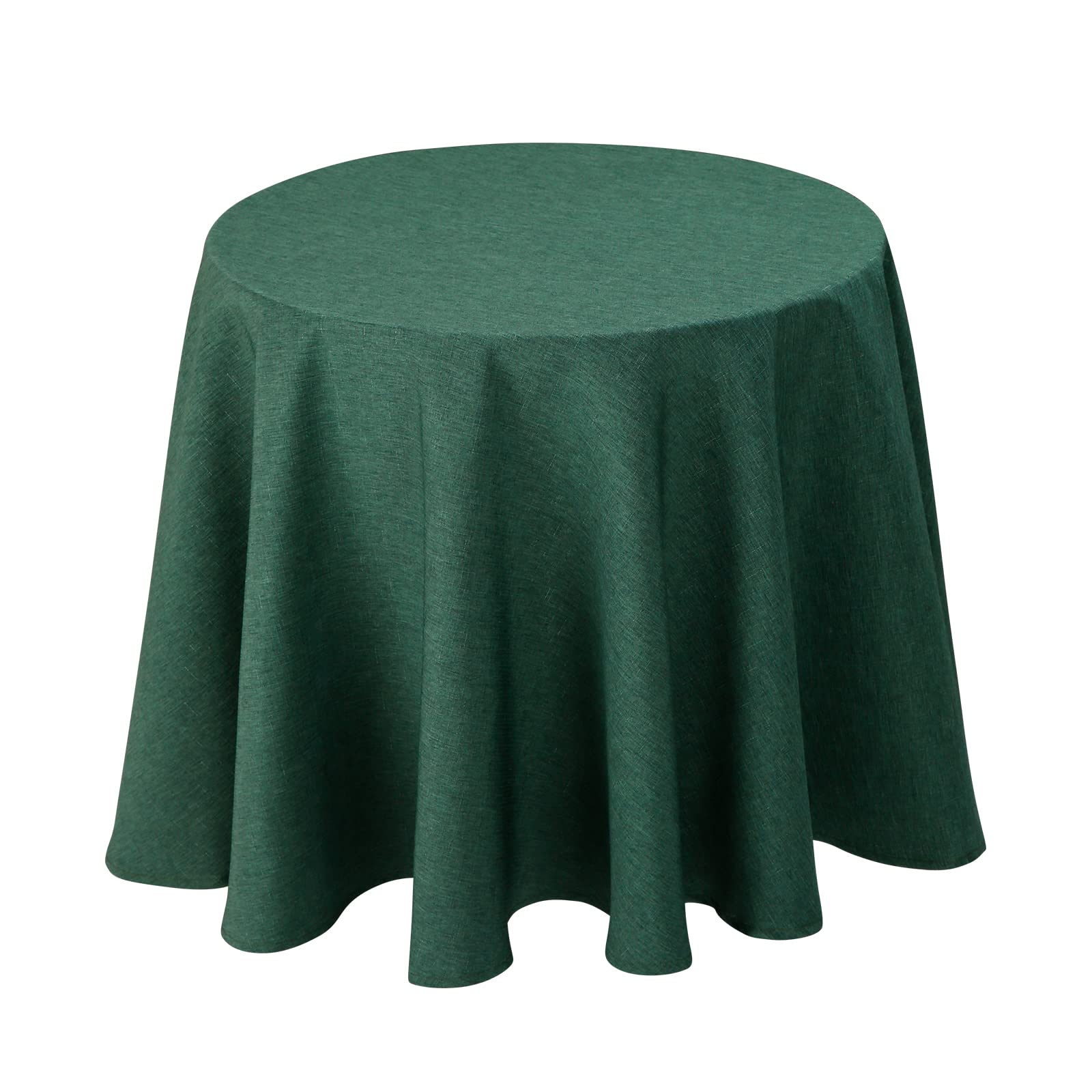 Premium Linen Rustic Tablecloth - Heavy Duty, Stain-Proof & Water Resistant Round Table Cover - 60 Inch Washable Fabric for Kitchen, Dining Room, Holiday Decor (Hunter Green) | Perfect for Farmhouse, Thanksgiving & Christmas Dinner Parties