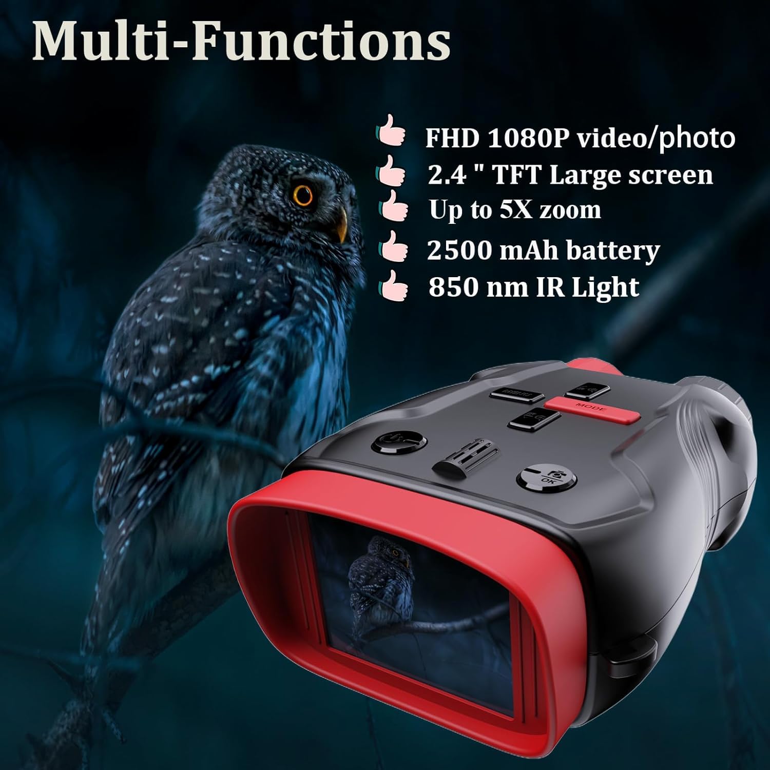 Kids Night Vision Goggles & Camera Binoculars with 5X Zoom & 32GB Card - Best Gift for Boys Girls Ages 5+ | Outdoor Adventure, Camping, Wildlife Exploration
