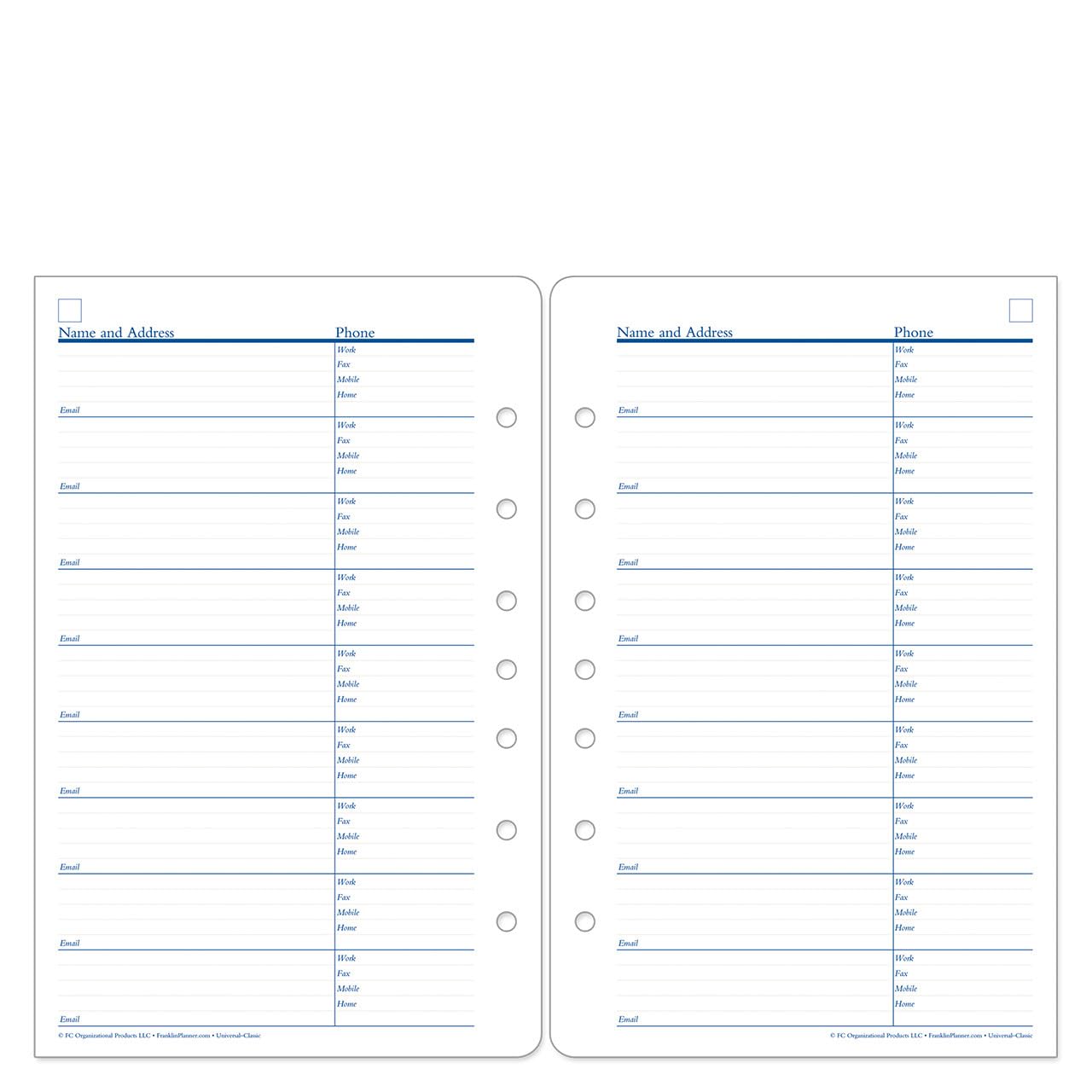 FranklinCovey Classic Planner Expansion - Address & Phone Pages Organizer - Perfect for Business Professionals & Daily Planning