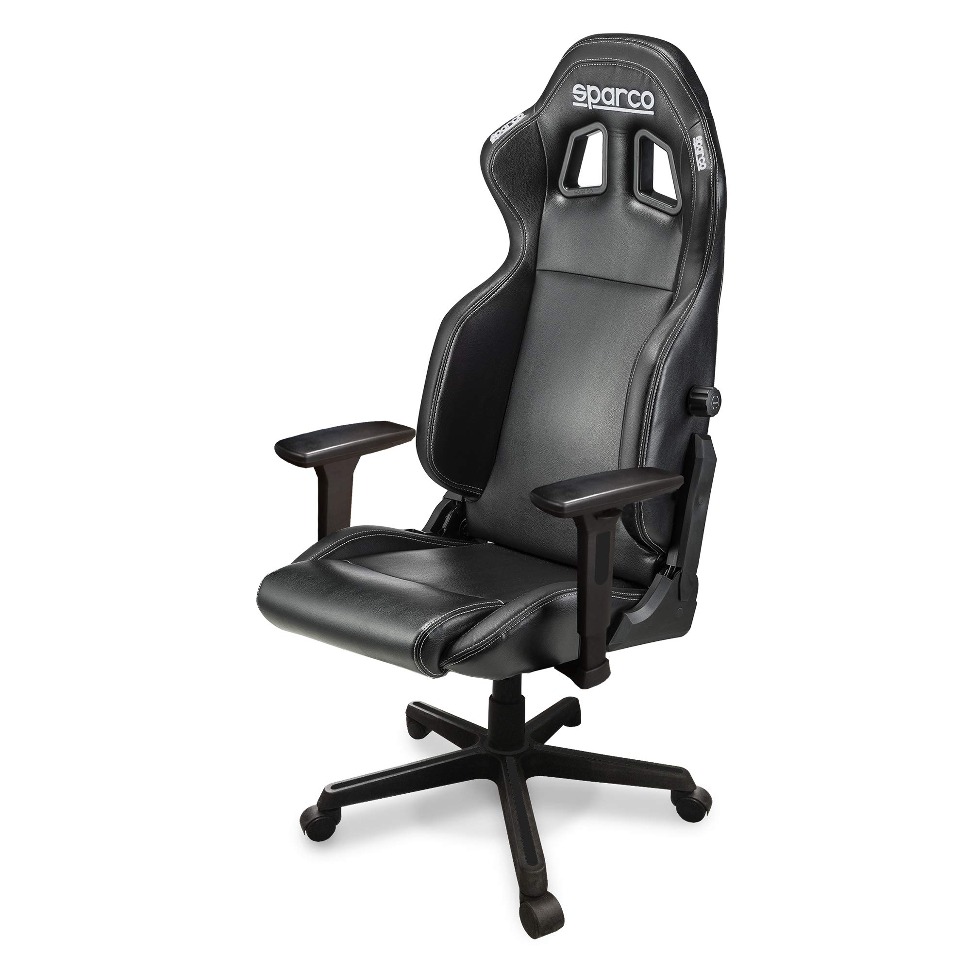 Sparco Icon Office Chair - Ergonomic Black Executive Chair for Home & Office Workspace - Comfortable Adjustable Swivel Task Chair for Desk Work, Gaming, and Study
