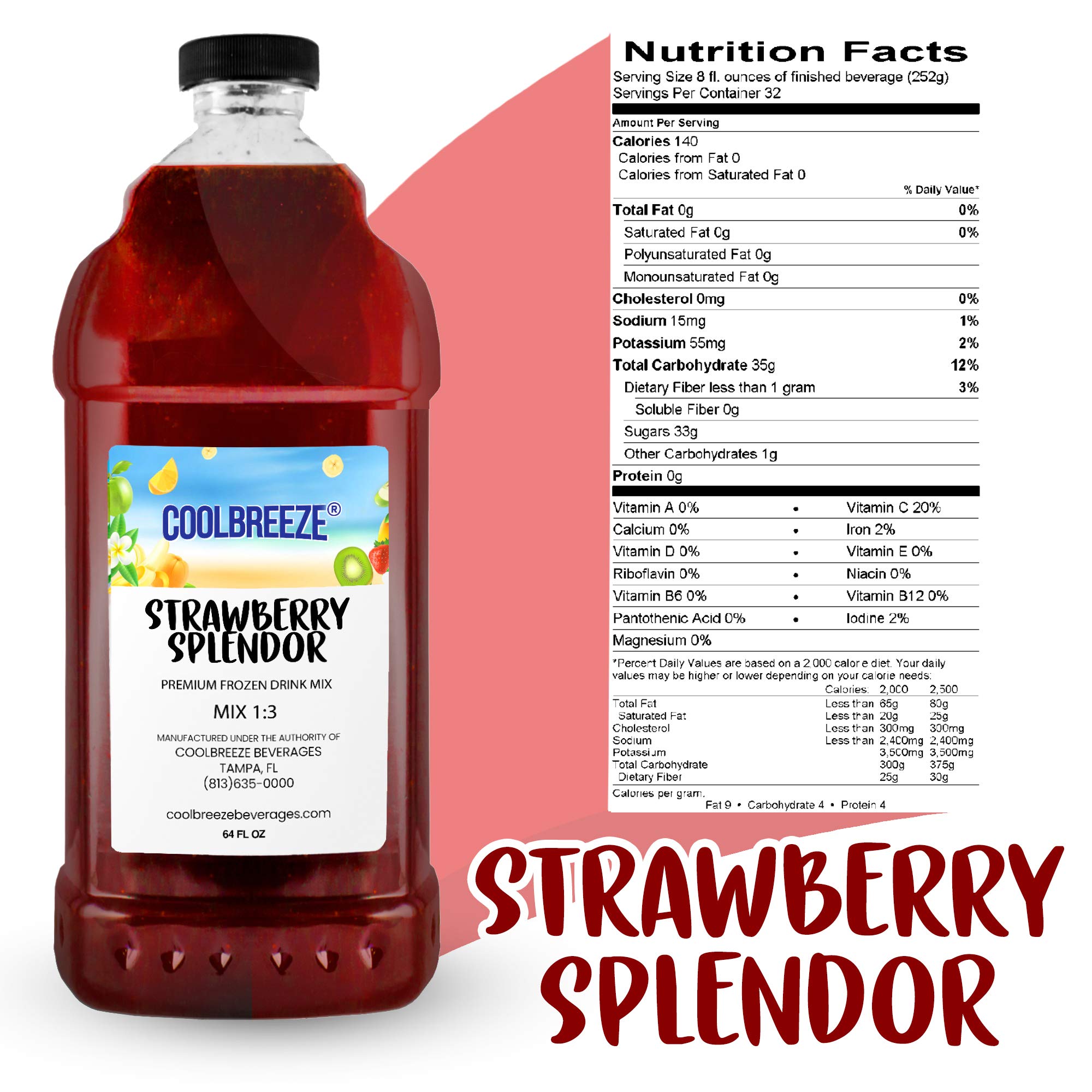 Premium Frozen Drink Mix for Commercial Machines - Real Fruit, Kosher Certified Strawberry Flavor - Perfect for Slushies, Smoothies & Margaritas at Bars, Cafes & Events