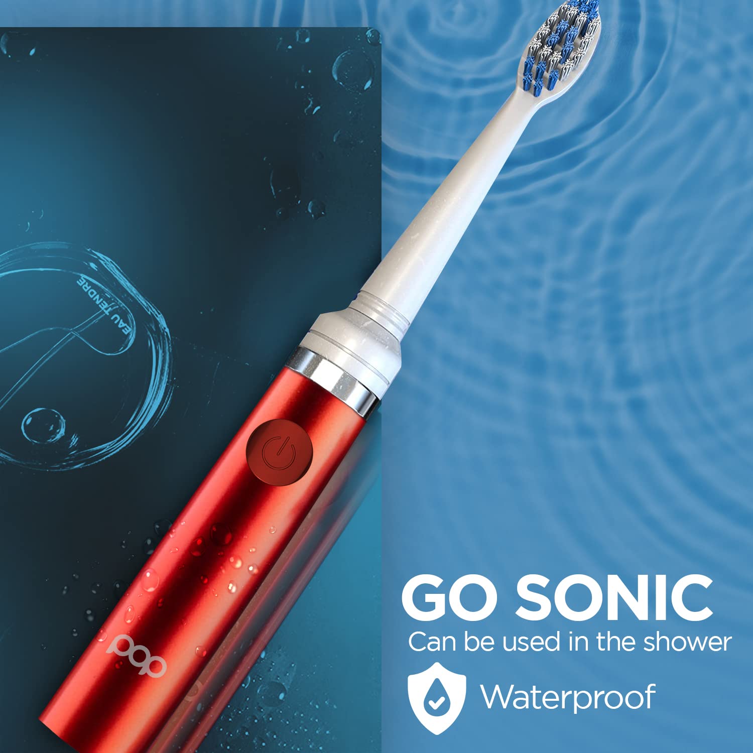 Pop Sonic Electric Toothbrush for Adults & Kids - Rechargeable Travel Toothbrush with 2 Speed Modes (15,000-30,000 RPM), Soft DuPont Nylon Bristles, AAA Battery Included - Perfect for Home, Travel & Daily Oral Care (Metallic Red)