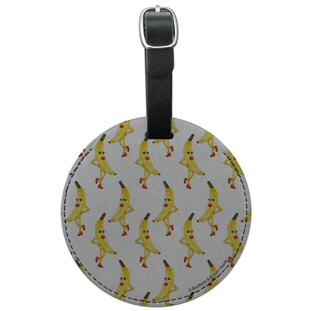 Miss Banana Round Leather Luggage Tag - Durable Carry-On Suitcase ID Card Holder for Travel | Perfect for Airports, Business Trips & Vacation Luggage Identification
