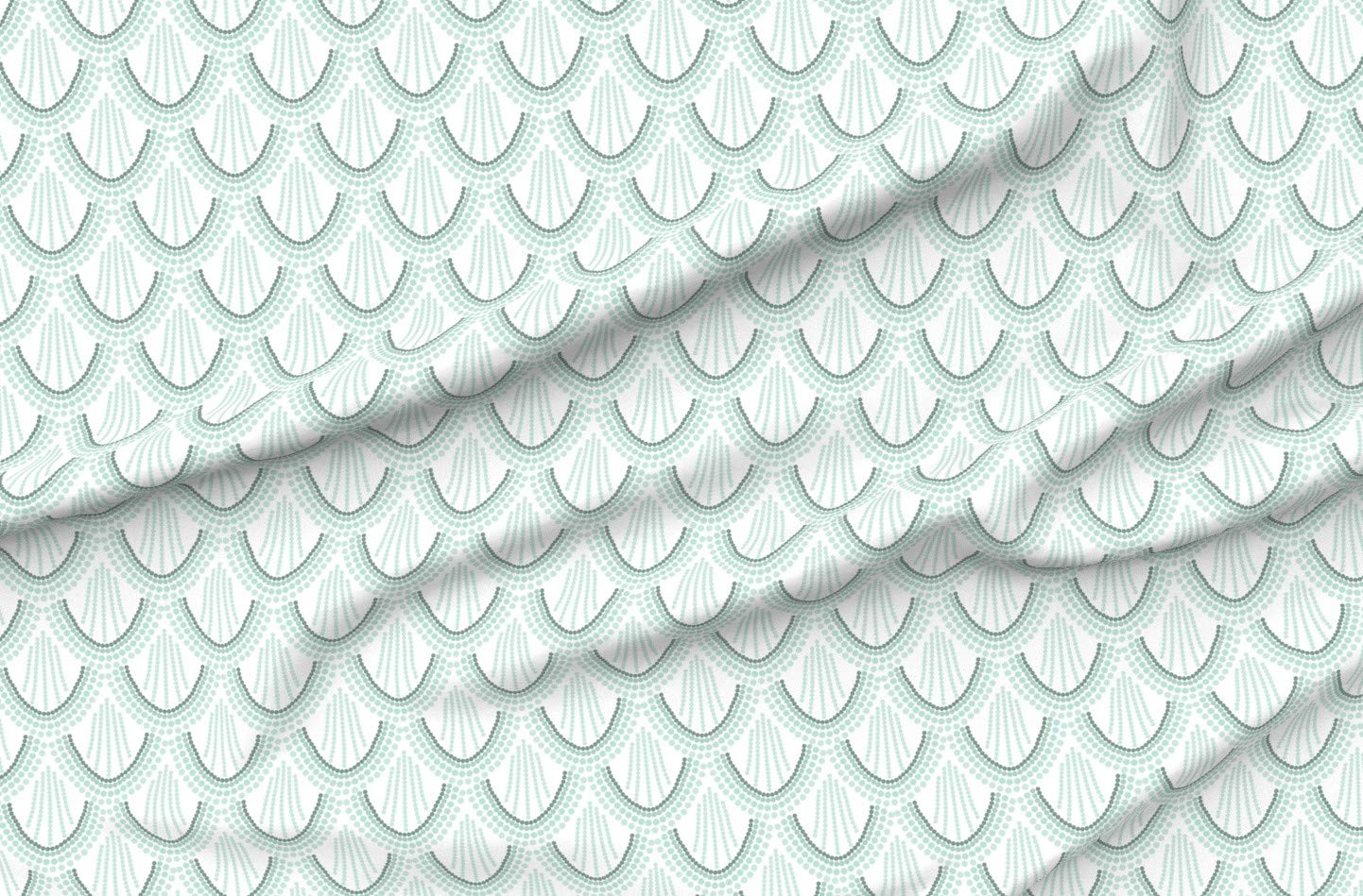 Aqua Ombre Mermaid Scales Printed Cotton Fabric by The Yard - Premium Petal Signature Cotton for Sewing, Quilting, Apparel, Crafts & Home Decor - Perfect for DIY Dresses, Curtains and Throw Pillows