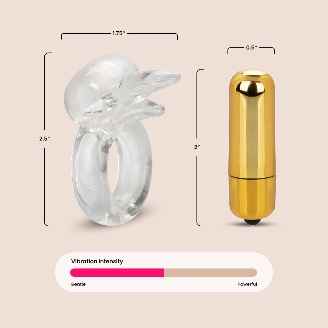 CalExotics Pure Gold Double Trouble Enhancer - Vibrating Penis Ring for Couples | Enhance Intimacy & Pleasure in the Bedroom