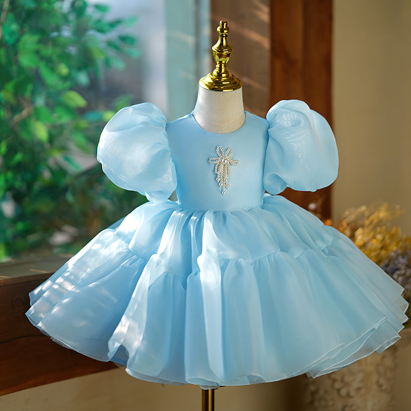 Adorable Baby Girls Blue Birthday Puffy Toddler Princess Dress - Perfect for 1st Birthday, Photo Shoots & Special Occasions