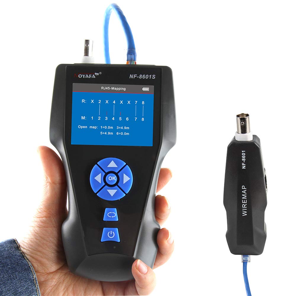 NOYAFA NF-8601S Professional Network Cable Tester - RJ11 RJ45 BNC POE/Ping Tester with LCD Display for Ethernet LAN Cable Testing | Ideal for IT Technicians, Network Installations & Home Office Use