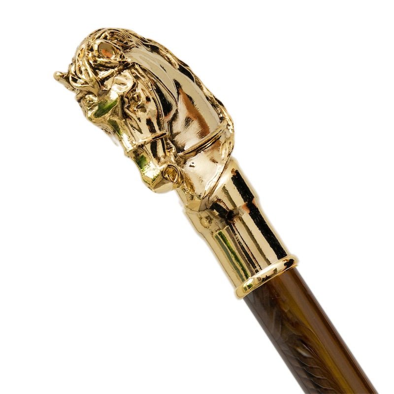 Luxury PASOTTI Horse Umbrella - Elegant Black & Gold Design for Men & Women - Perfect for Weddings, Formal Events & Rainy Days