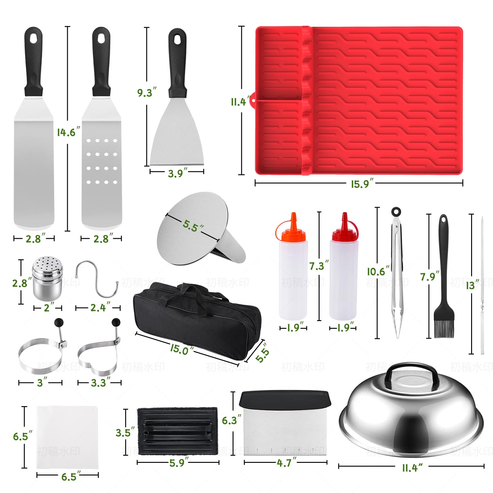 38-Piece Griddle Accessories Kit for Blackstone & Flat Top Grills - Smashed Burger Press, Silicone Grill Mat, Basting Cover & Spatula Set - Perfect for Outdoor Camping, Backyard BBQs & Tailgating Parties
