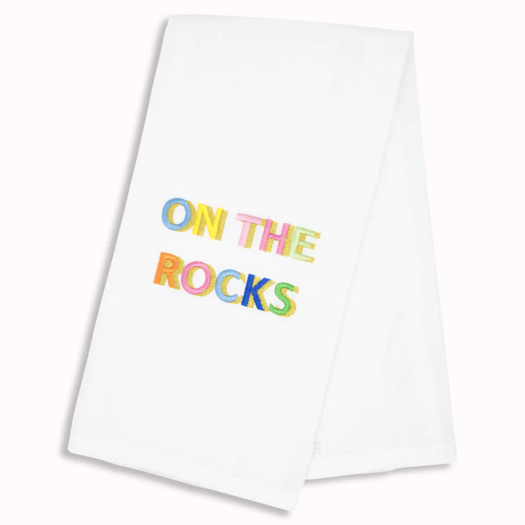 Lynen On The Rocks Tea Towel - Premium Absorbent Kitchen Towel for Dishes, Glassware & Bar Use - Perfect for Cocktail Making, Wine Tasting & Home Decor