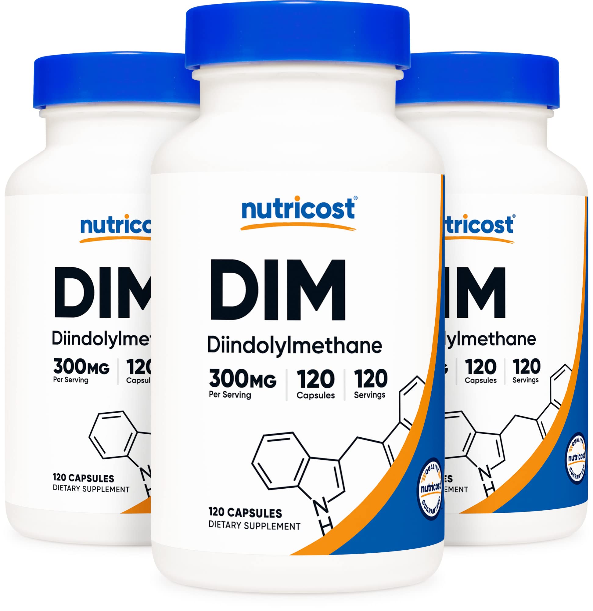 Nutricost DIM (Diindolylmethane) 300mg Supplement - 120 Capsules per Bottle with BioPerine for Enhanced Absorption - 3 Month Supply (3 Bottles) - Supports Hormonal Balance & Detox for Men & Women - Perfect for Daily Wellness Routine & Fitness Enthusiasts