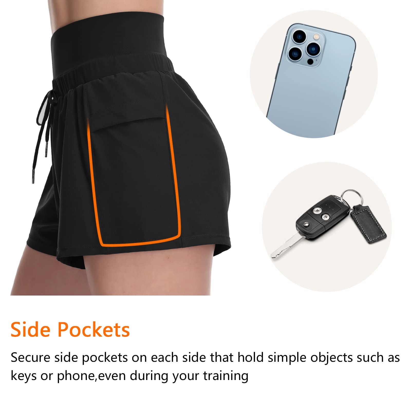 Dragon Fit Women's High Waisted Running Shorts with Pockets - Breathable Workout Shorts for Gym, Yoga & Summer Sports | Perfect for Jogging, Fitness & Outdoor Activities