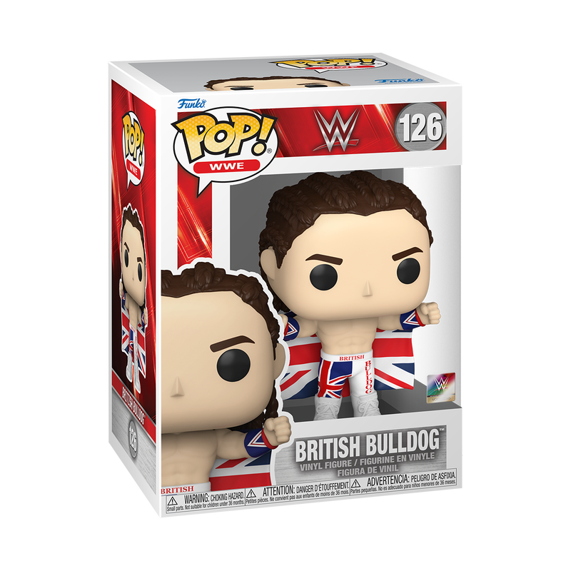 British Bulldog WWE Funko Pop Vinyl Figure #126 with Protector Case - Collectible Wrestling Action Figure for Fans & Display