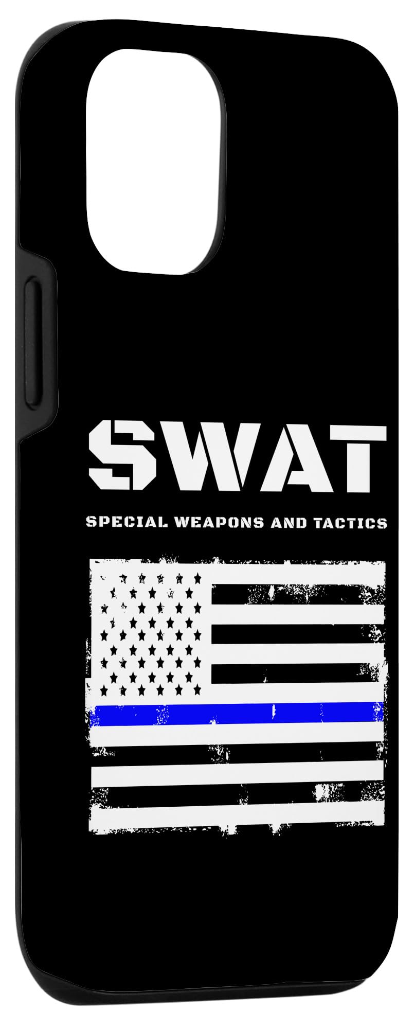 iPhone 12/12 Pro Case - Thin Blue Line USA Flag Design - SWAT Special Weapons & Tactics Tribute - Protective Phone Cover for Police Supporters & First Responders - Perfect for Duty, Everyday Use & Patriotic Display