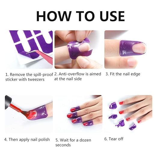 KRUSH Nail Art U-Shape Peel Off Stickers - Disposable Cuticle Protectors & Polish Guards (10 Sheets) - Perfect for DIY Manicures, Salon Nail Art & Gel Polish Protection