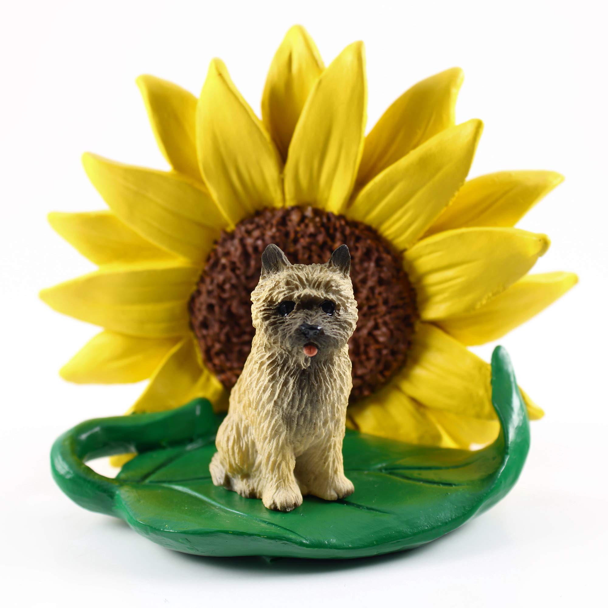Realistic Hand-Painted Cairn Terrier Red Figurine with Sunflower - Cute Dog Statue for Home Office Desk Decor, Summer Nursery Accent, Spring Gift Idea | Perfect for Pet Lovers, Housewarming Present & Garden Decorations
