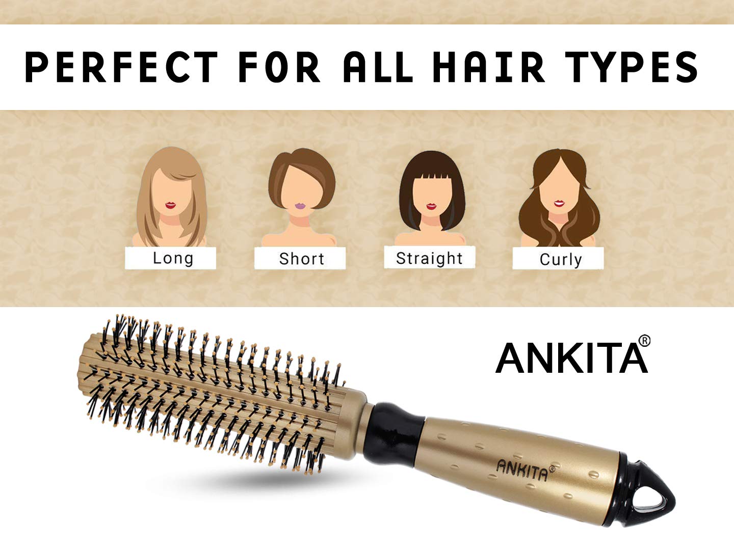 Ankita Nylon Bristle Hair Brush for All Hair Types - Detangling & Styling (B59) by Chhavi Creation - Perfect for Home, Salon & Travel Use