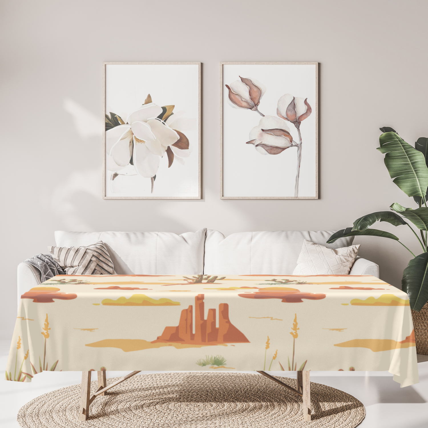 Desert Scene Tablecloth - 4 Sizes Polyester Table Linens for Picnics, Parties & Outdoor Dining | Waterproof & Wrinkle-Resistant