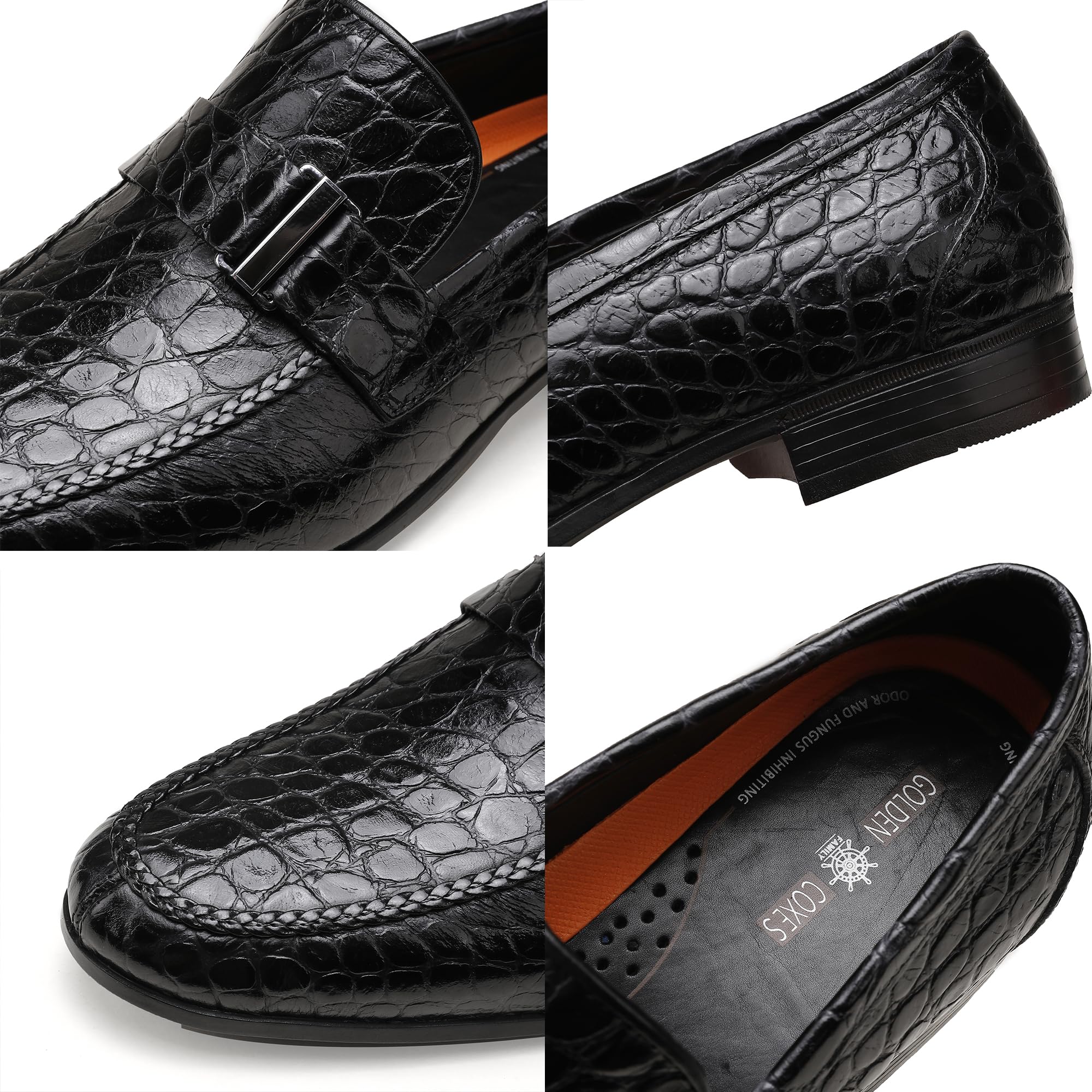 Premium Men's Dress Shoes - Classic Alligator Print Business Leather Slip-On Loafers | Formal Office Wear & Wedding Attire for Gentlemen
