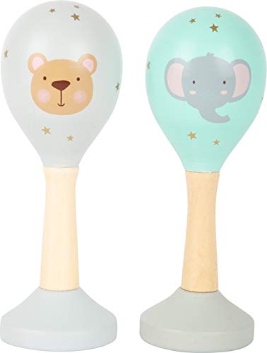 Small Foot Baby Rattle Toys - Pastel Wooden Musical Sonajeros for Infants & Toddlers - Playtime & Learning