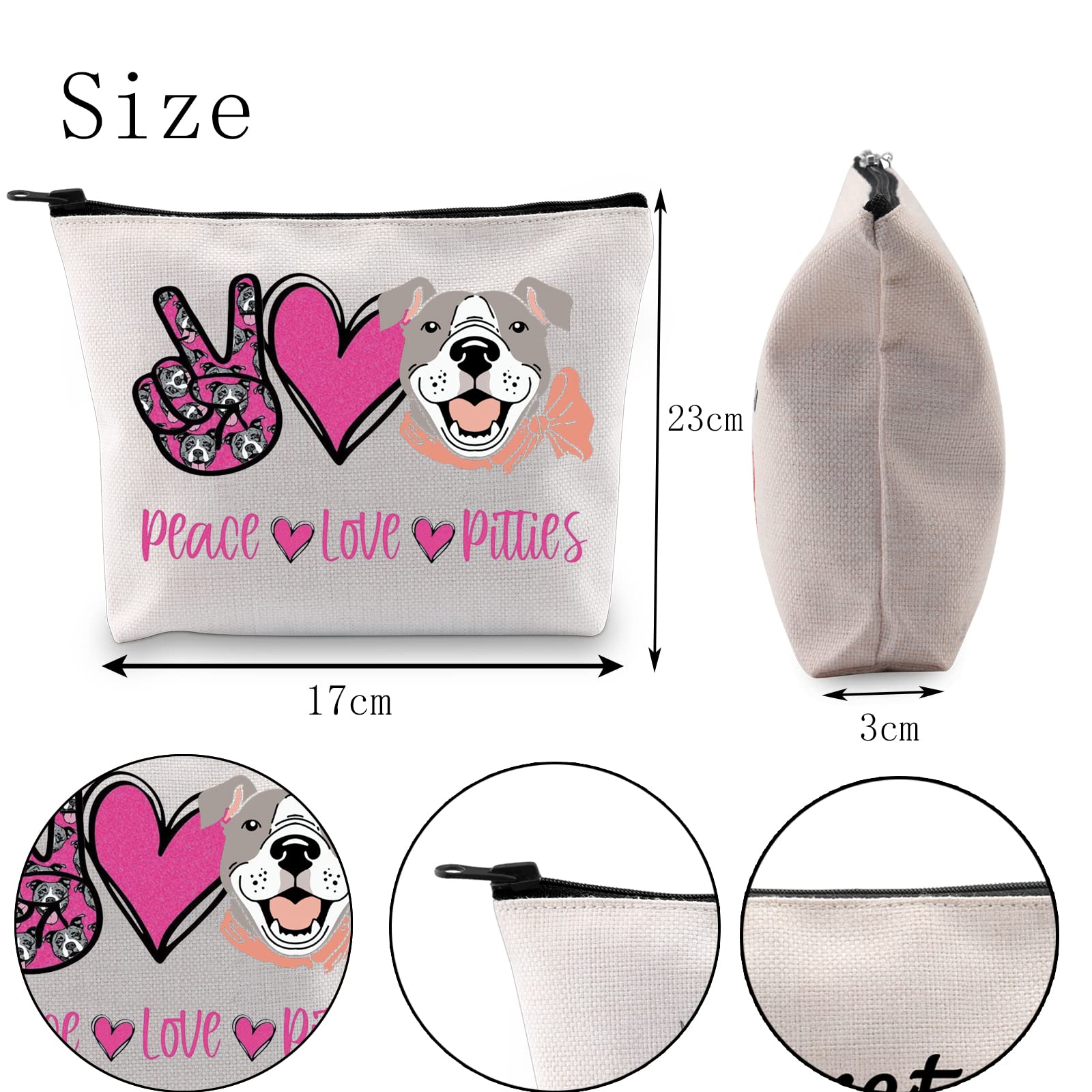 POFULL Pitbull Makeup Bag - Dog Lovers Gift for Pittie Moms - Travel & Storage