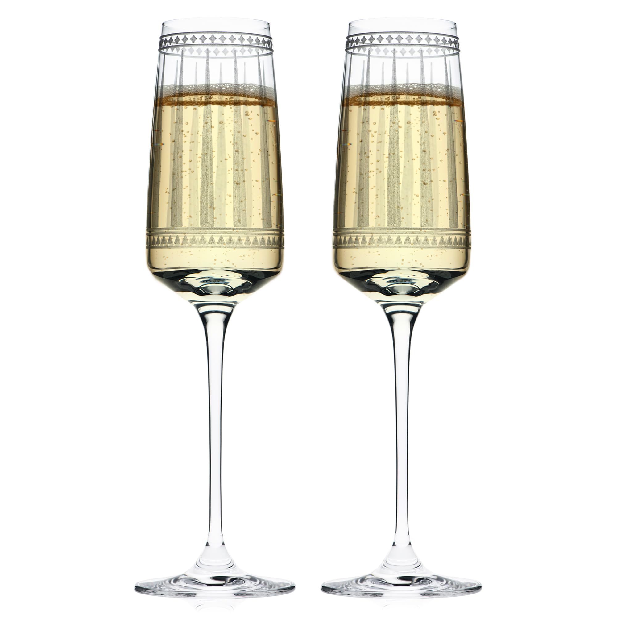 Premium Handcrafted Lead-Free Crystal Champagne Glasses Set of 2 - 9 Oz Elegant Artisan Drinking Glassware for Weddings, Parties & Special Occasions | Perfect for Anniversary Gifts, Romantic Dinners & Celebratory Toasts