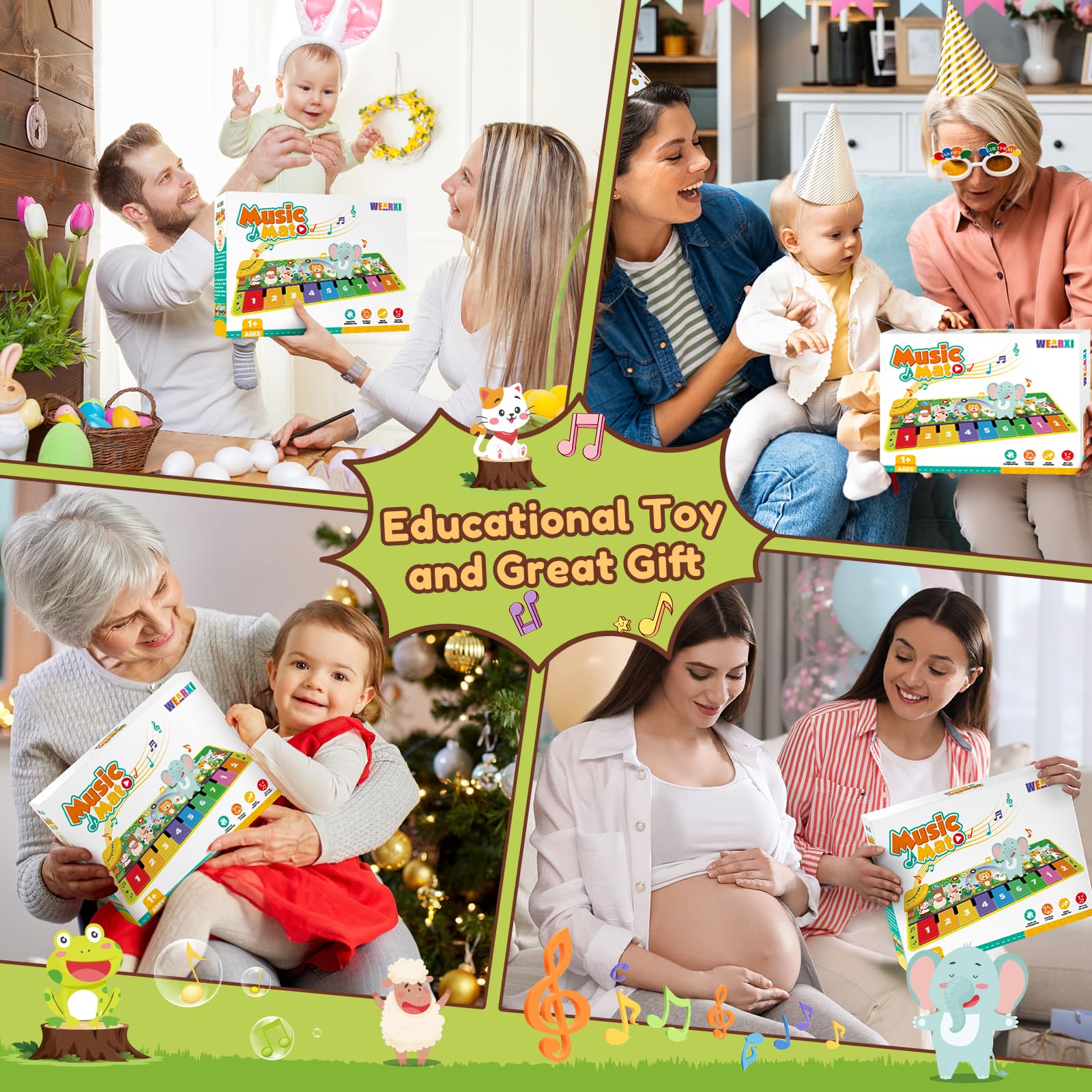 WEARXI Musical Play Mat for Toddlers 1-3 Years - Interactive Piano Crawling Toy for Baby Girls & Boys | Perfect Birthday Gift for 1 & 2 Year Olds | Educational Floor Mat for Early Learning & Sensory Development