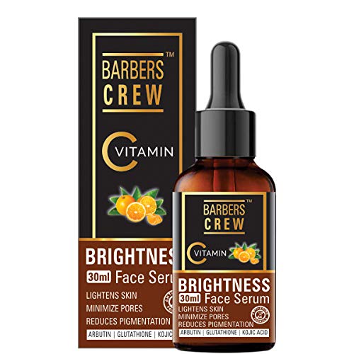 BARBERS CREW Vitamin C Face Serum for Men & Women - 30ml Anti-Aging Brightening Serum with Hyaluronic Acid | Day & Night Moisturizer for Glowing Skin