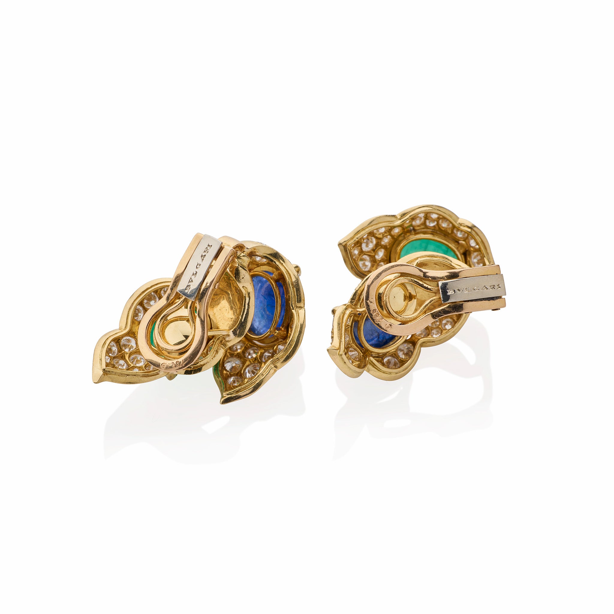 Bulgari Emerald & Sapphire Clip-On Earrings for Women | Luxury Jewelry for Parties, Weddings & Special Occasions