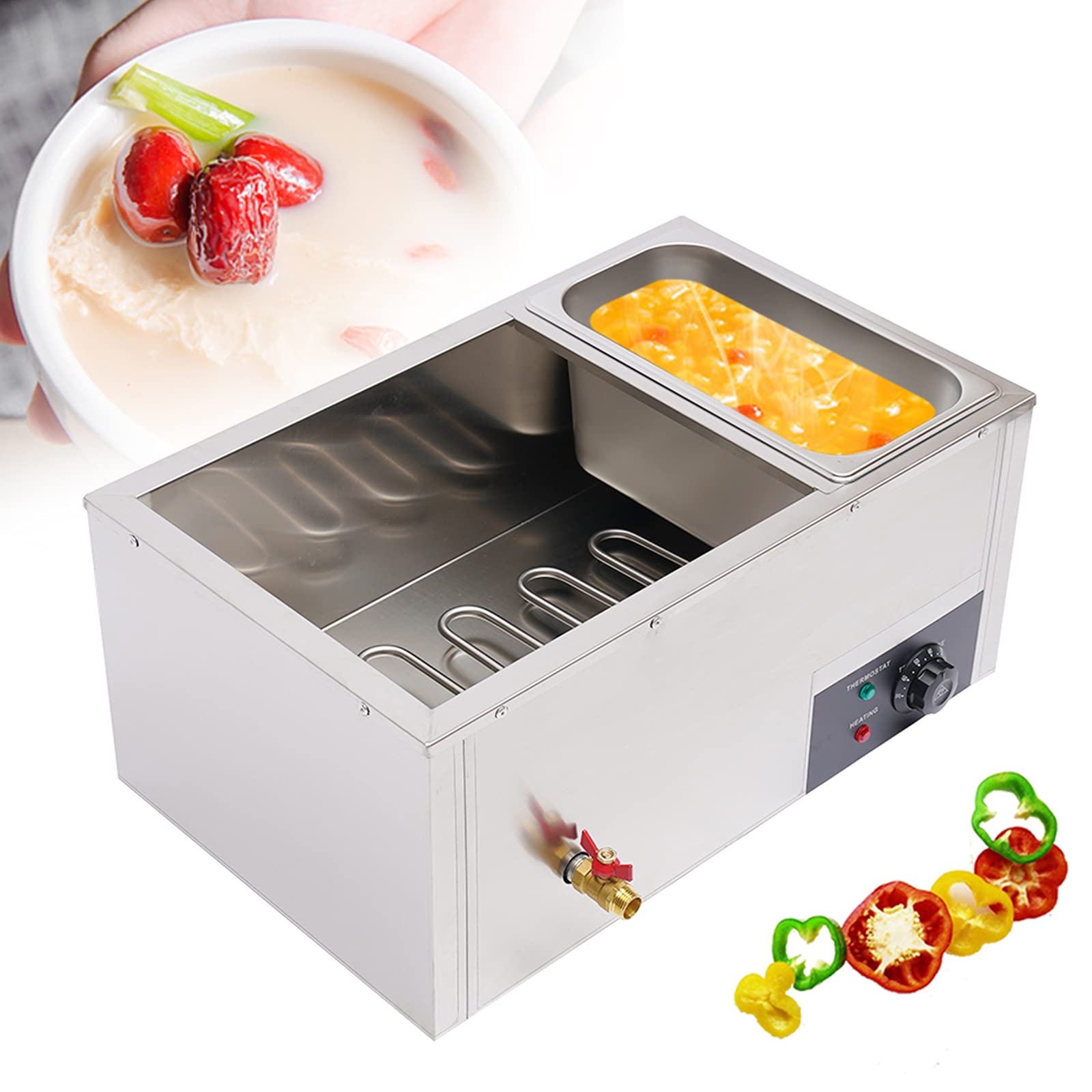 3-Pot Commercial Food Warmer - 110V 850W Stainless Steel Buffet Warming Tray with Adjustable Temperature (30-85°C) - Perfect for Catering, Restaurants, Buffets, and Food Service Businesses - Keep Soups, Sauces, and Dishes Warm for Hours