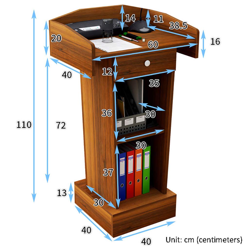 PODIUM Wooden Lectern Stand with Speaker Desk - Adjustable Laptop Computer Workstation for Impromptu Presentations, Ideal for School, Office, and Meeting Room Use