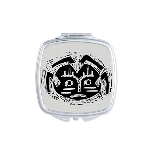 DIYthinker Scary Circle Black Indian Totem Mirror - Portable Compact Double-Sided Pocket Makeup Mirror for Travel, Home & Cosmetics | Halloween Decor, Gothic Accessory