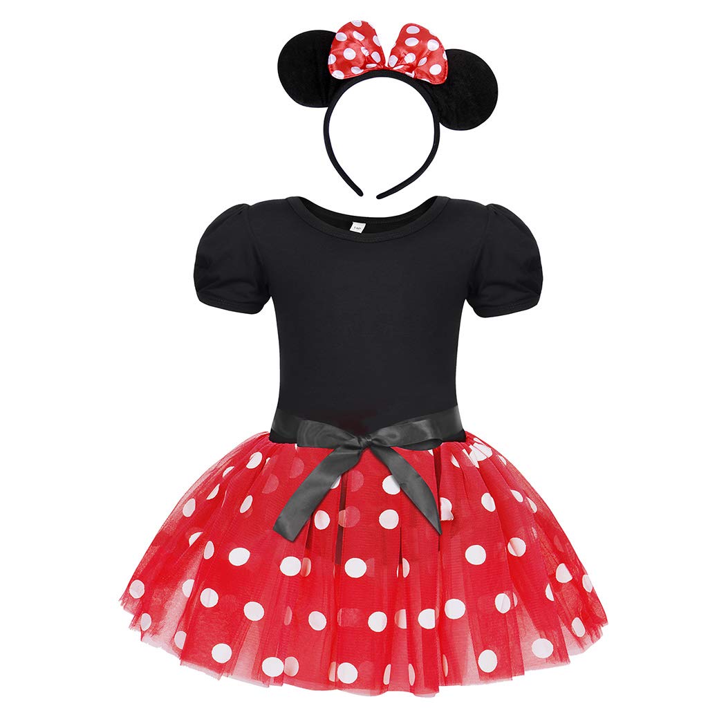 WonderBabe Toddler Girl Polka Dot Princess Dress - Fancy Tulle Party Costume for Christmas, Birthday & Special Occasions | Includes Matching Headband | Perfect for Dress-Up, Photo Shoots & Holiday Celebrations