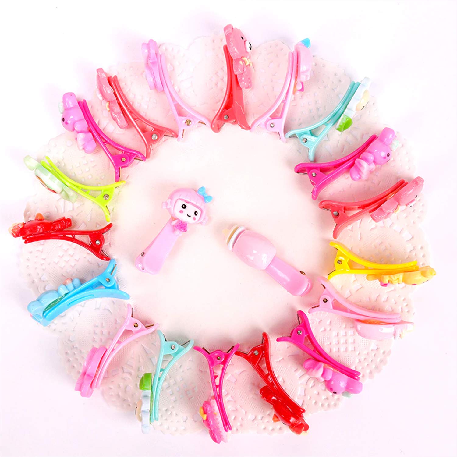 20Pcs Cute Cartoon Hair Clips for Girls, Teens & Women - Colorful Hairgrips with Fun Shapes - Perfect for School, Parties & Daily Hair Styling