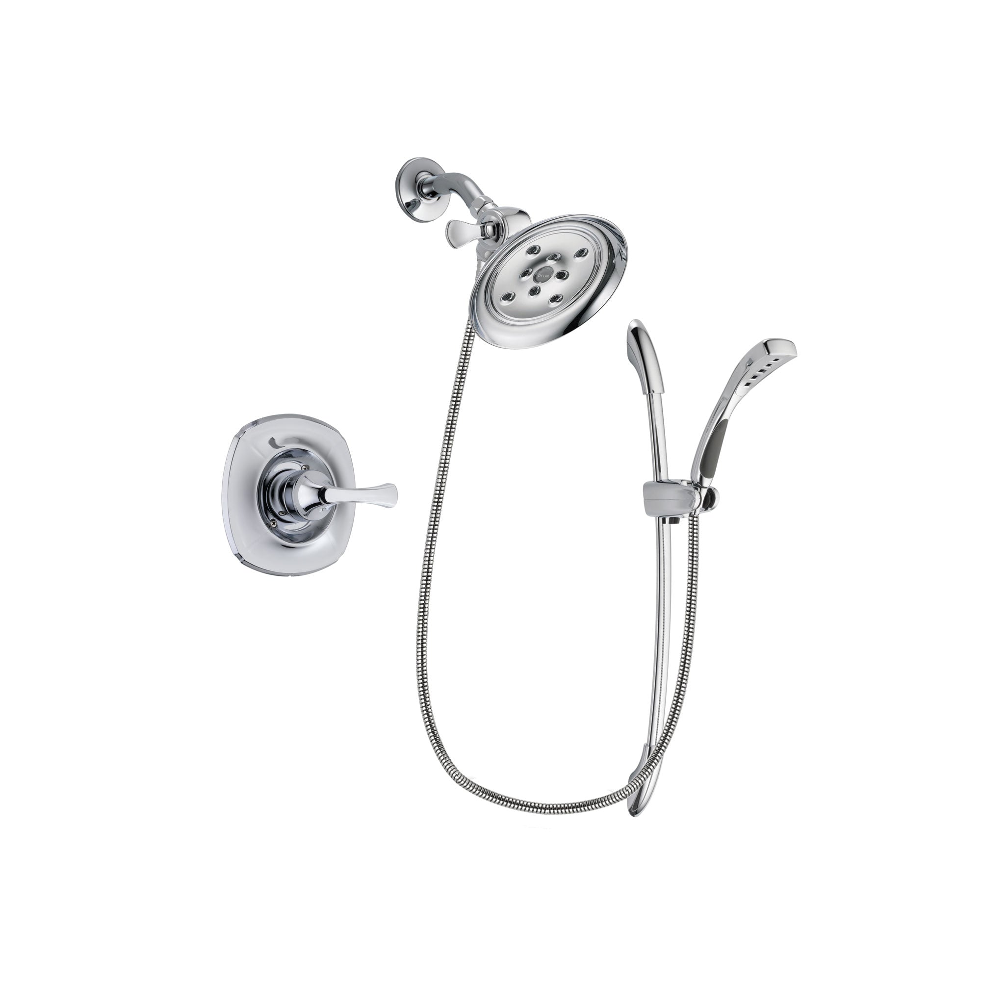 Delta Addison Chrome Finish Shower Faucet System with Large Rain Showerhead & Handheld Shower - Includes Rough-in Valve DSP0510V - Perfect for Modern Bathroom Renovations & Spa-Like Shower Experience