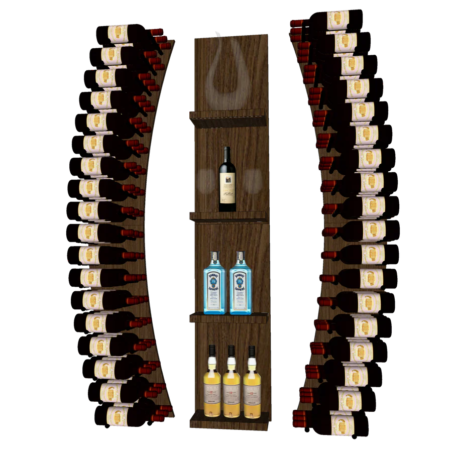 Blue Grouse THE WINE BAR CURVED VINdustry Wine Wall - Premium Curved Wine Rack for Home Bar, Kitchen & Dining Room Decor - Perfect for Wine Storage & Display in Restaurants, Hotels & Wine Cellars