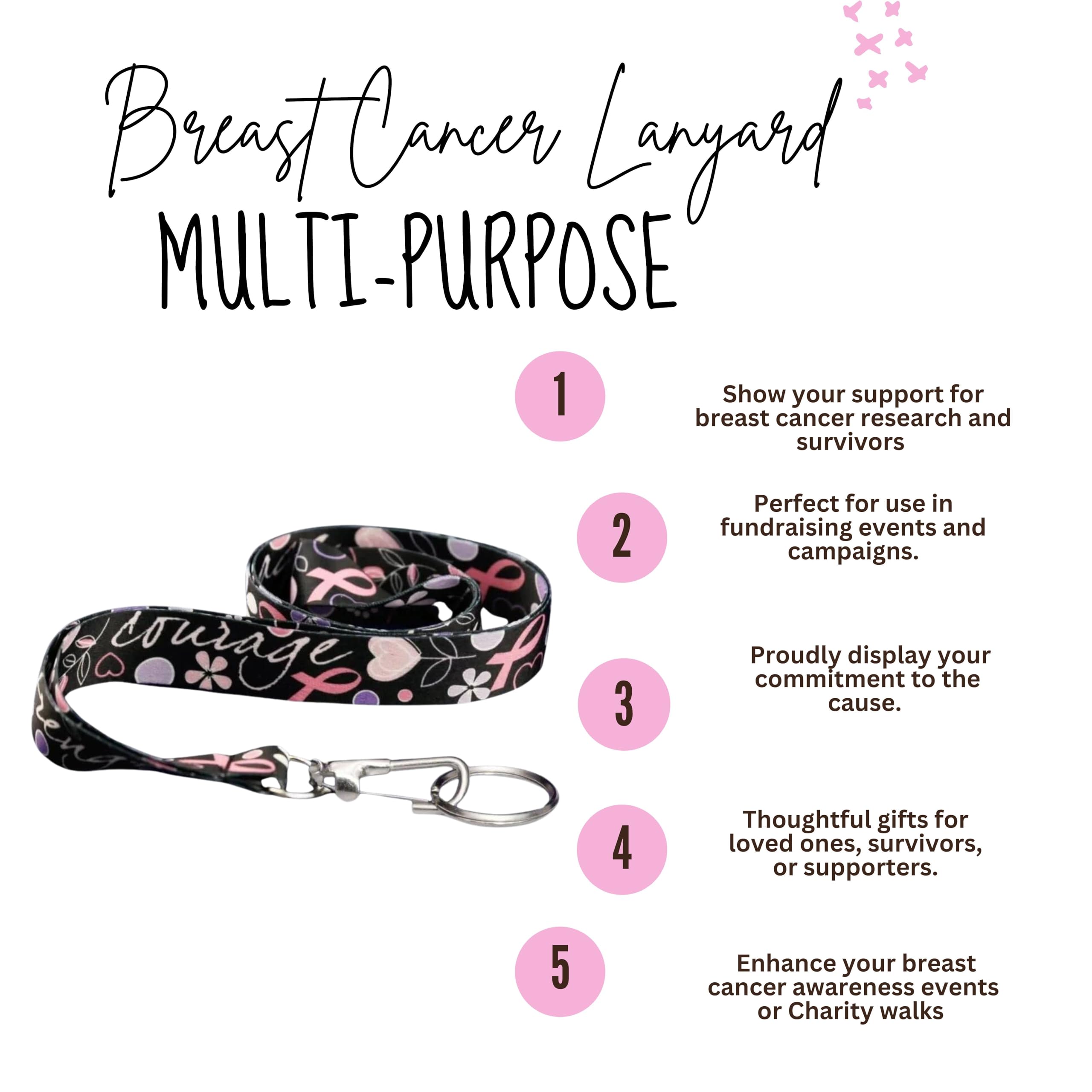 Pink Ribbon Lanyards for Breast Cancer Awareness - Fundraising Badge Holders & Keychains for Events
