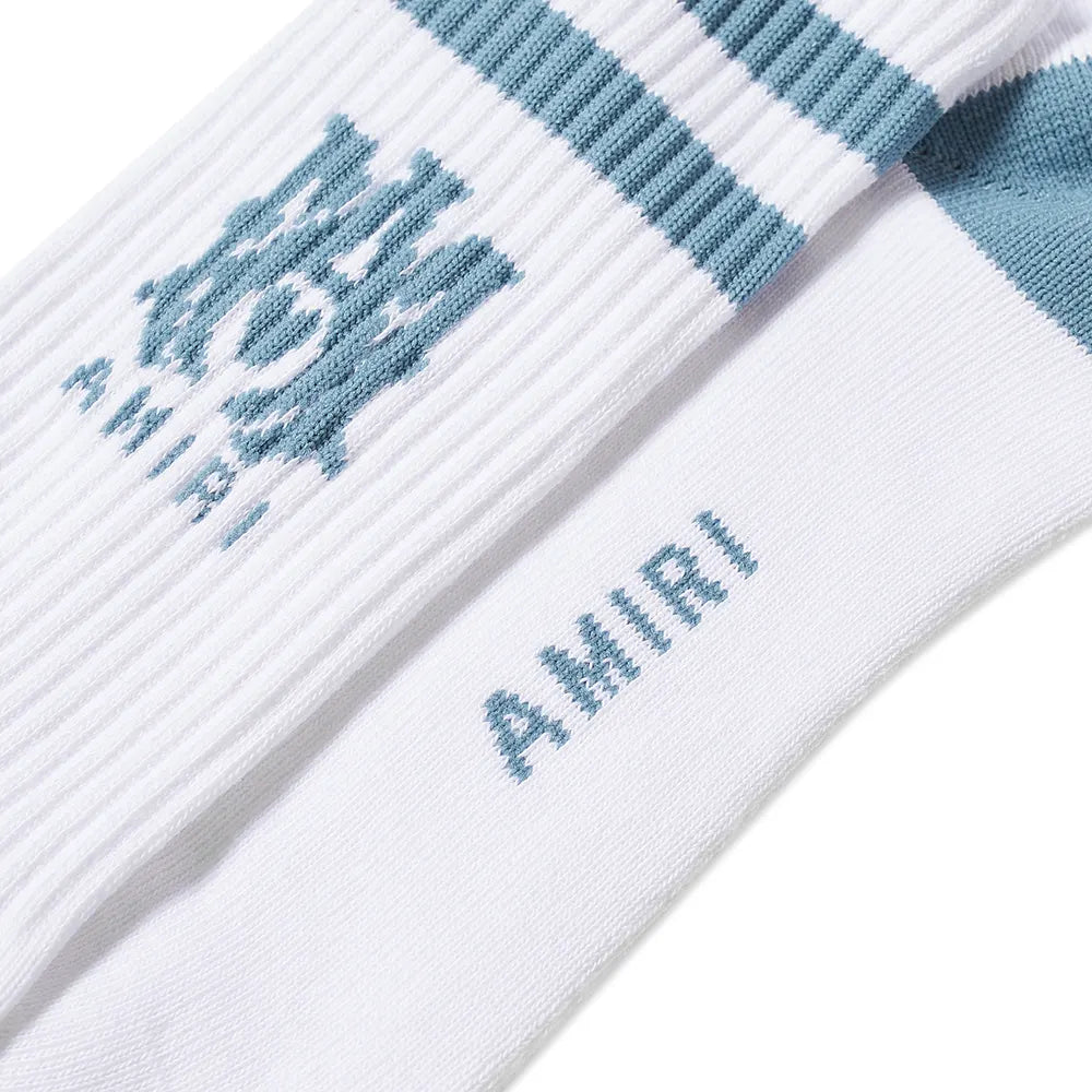 AMIRI Logo Socks for Men & Women - Premium Designer Crew Socks with Iconic Branding - Perfect for Casual Wear, Sneaker Pairing & Luxury Street Style Outfits