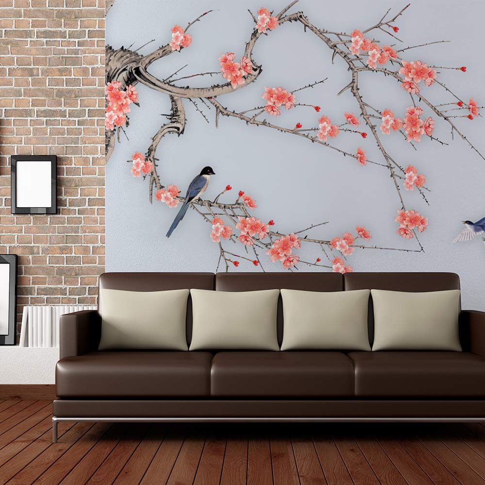 Chinese Style Removable Wallpaper - IDEA4WALL Peel and Stick Wall Murals for Bedroom (66x96 inches) - Perfect for Home Decor, Living Room, Nursery & Apartment Renovation