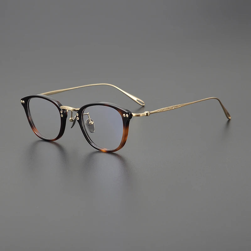 Unisex Black Full Rim Square Titanium Acetate Eyeglasses Frame 65955 - Stylish & Durable for Work, Reading & Everyday Wear