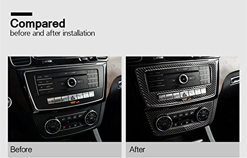 Premium Carbon Fiber Center Console & AC Panel Trim Cover Set (2pcs) for Mercedes-Benz GLE W166 Coupe C292 (2015-2019) - Upgrade Interior Styling & Protect from Scratches - Perfect for Car Enthusiasts & Luxury Vehicle Owners