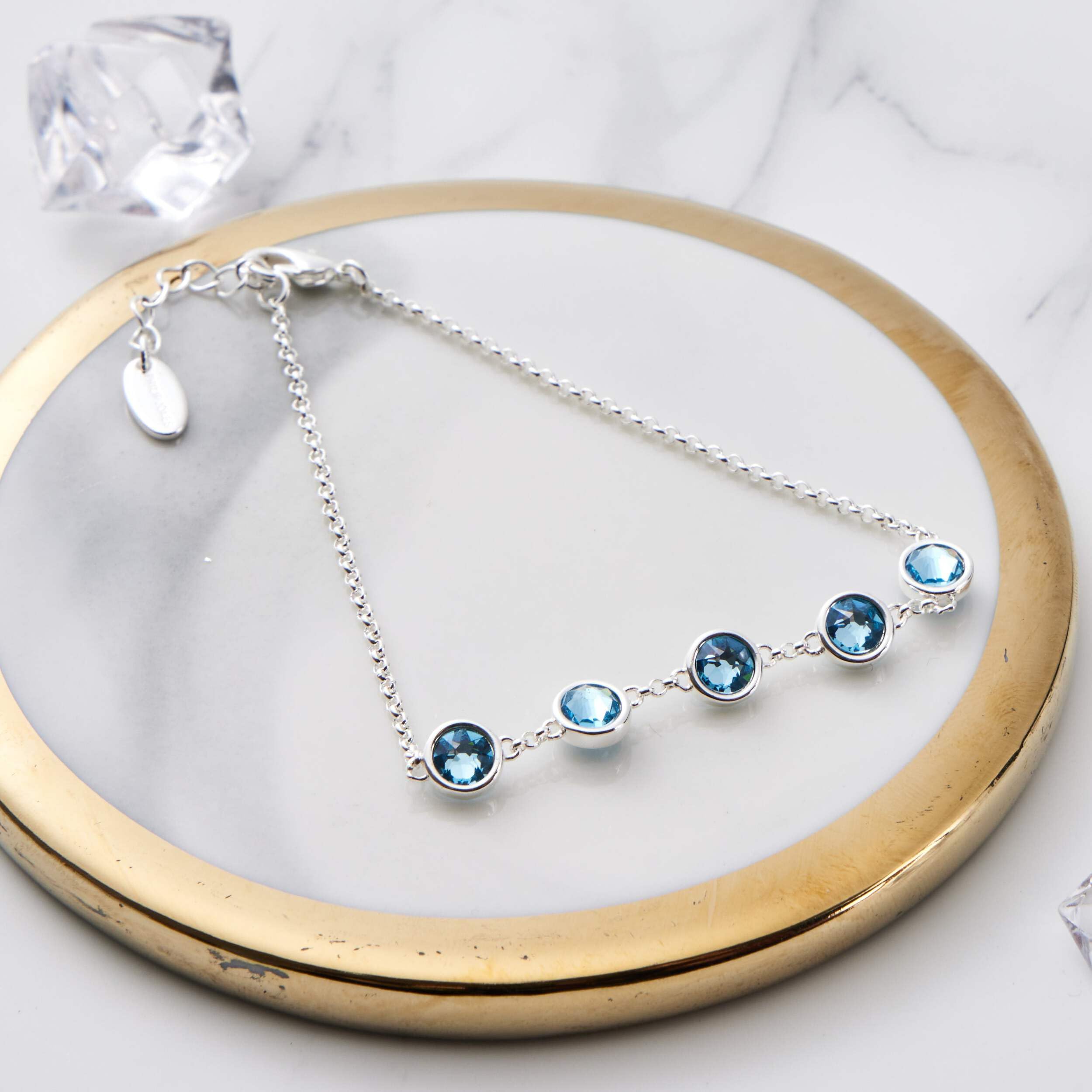 Philip Jones Zircondia Crystal Bracelet - Elegant Light Blue for Parties & Gifts