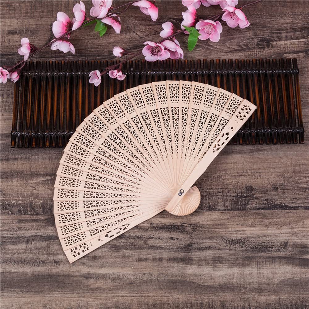 50-Piece Personalized Wooden Wedding Favors - Sandalwood Hand Fans for Guests, Baby Showers & Party Decorations - Elegant Folding Fans for Weddings, Bridal Showers & Special Events - Perfect as Keepsake Gifts (Non-Personalized Option Available)