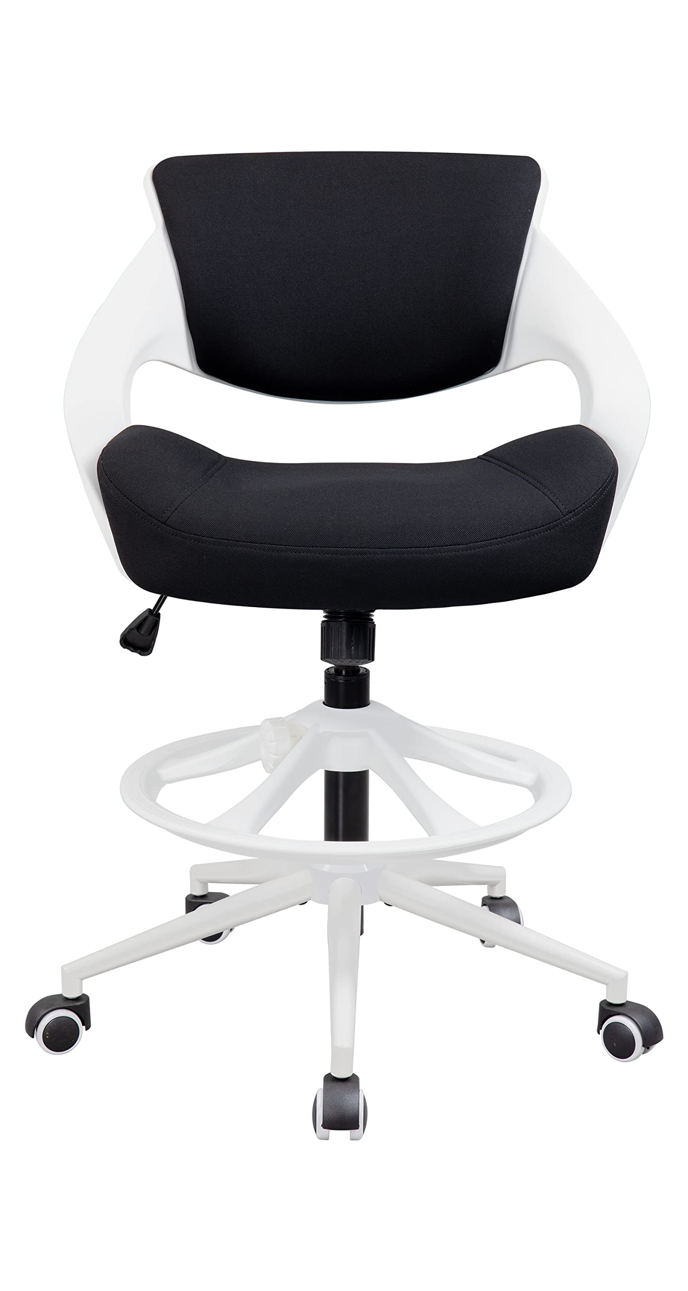 Ergonomic Drafting Chair with Lumbar Support & Foot Ring - Adjustable Swivel Task Chair for Standing Desk - Black - Perfect for Office, Home Office & Studio Workspaces