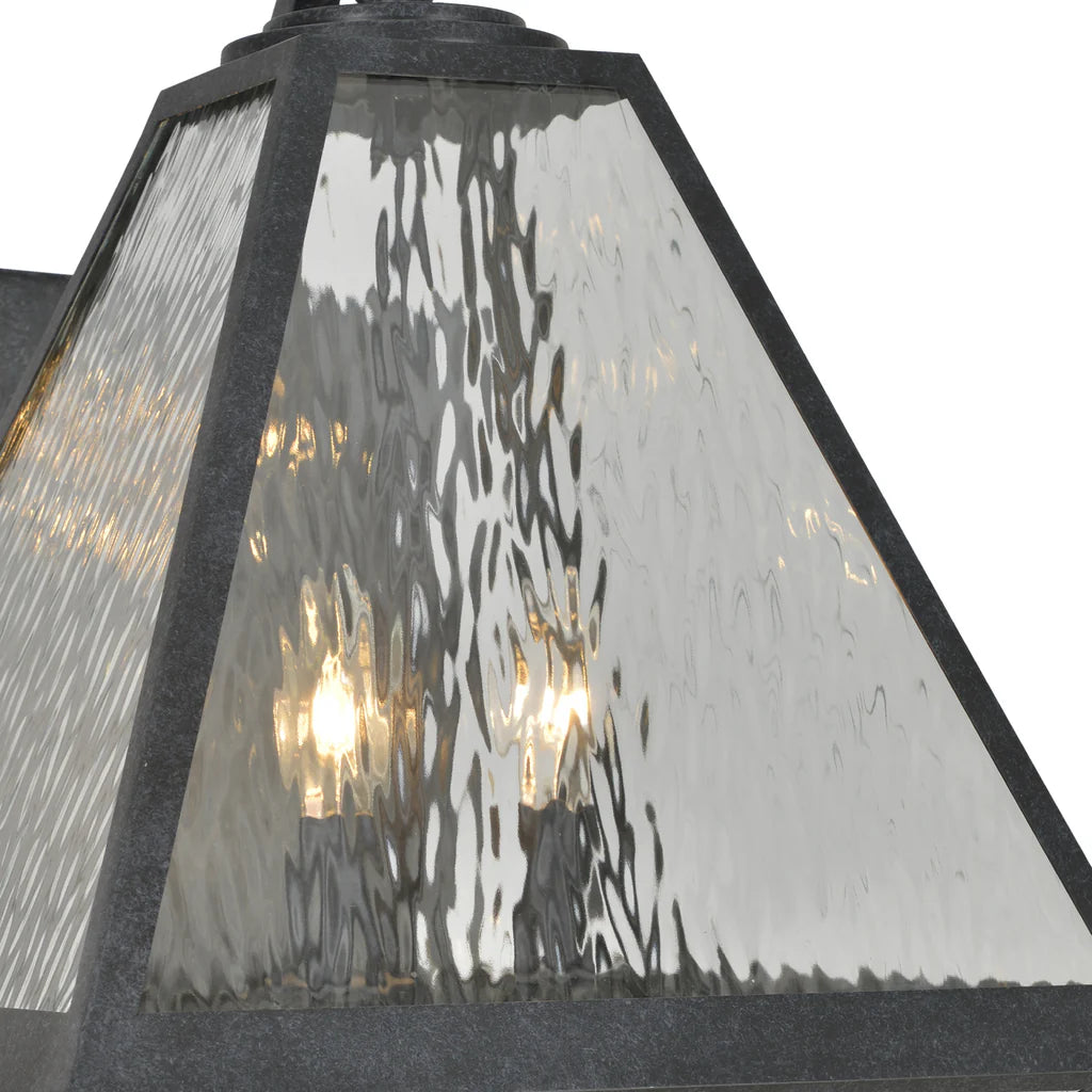 Brian Patrick Flynn Glacier 3-Light Outdoor Wall Sconce - 14x21 Inch Stainless Steel Water Glass Fixture with Black Charcoal Finish - 120V E12 Candelabra Base LED Compatible - Perfect for Patio, Garden, Exterior & Interior Wall Lighting