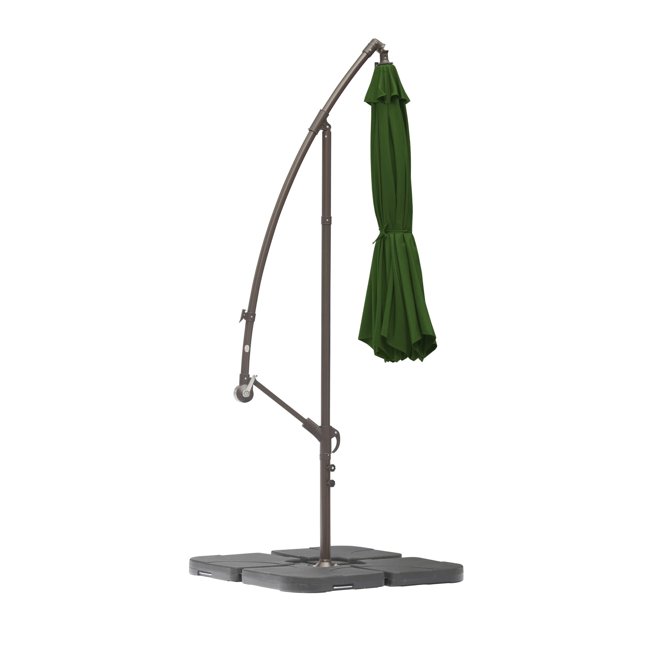 10ft Outdoor Patio Cantilever Umbrella with Stand & Weighted Base - 3-Piece Hanging Shade Kit for Garden, Poolside, and Backyard Relaxation