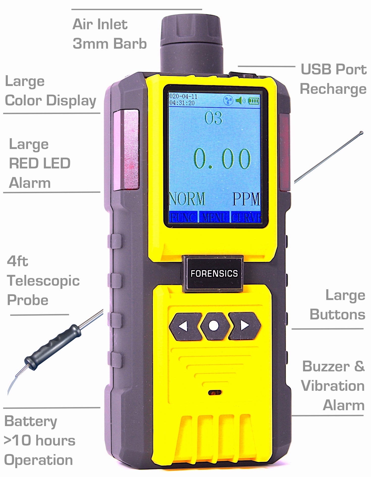 Ozone Analyzer with Data Logging & NIST Calibration | High Precision 0.01ppm Detection | for Air Quality Monitoring, Industrial Safety & Environmental Testing