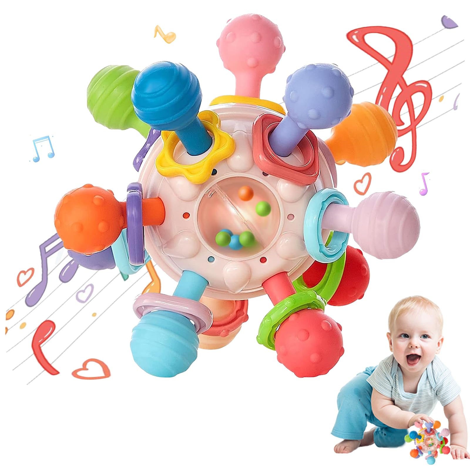 Baby Teething Toys 0-12 Months - Montessori Sensory Rattle for Infants | Perfect for Soothing Gums & Early Learning