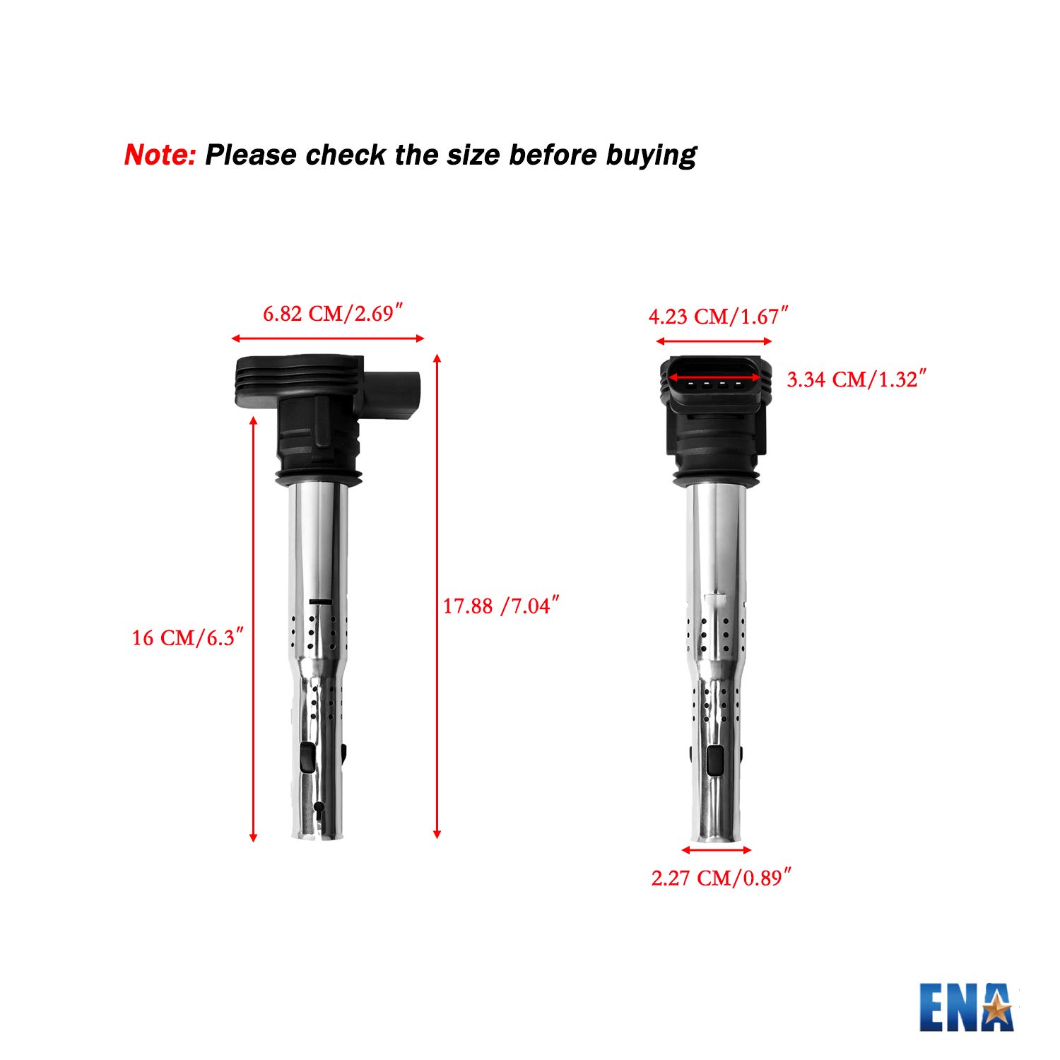 High Performance ENA Ignition Coil Pack Compatible with Volkswagen Audi Beetle Golf Jetta Passat Rabbit Tiguan Eos Q5 R8 RS5 TT Quattro 2.0L 2.5L 4.2L - C1627 UF-575 Replacement Part - Improves Engine Power & Fuel Efficiency for Smooth Driving